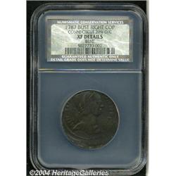 1785[COPPER] Connecticut Copper, Bust Right--Struck 20% Off Center--XF40 Details, Bent, NCS. Incorre