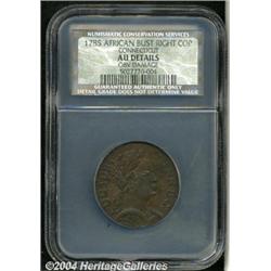 1785[COPPER] Connecticut Copper, African Head AU50 Details, Obverse Damage, NCS.