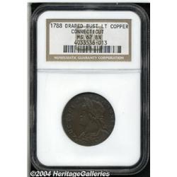 1788[COPPER] Connecticut Copper, Draped Bust Left MS62 Brown NGC.