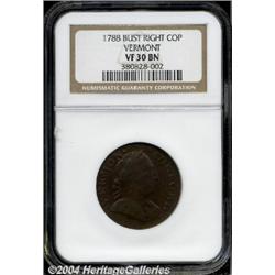 1788[COPPER] Vermont Copper, Bust Right VF30 NGC.