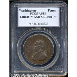 Undated[PENNY] Washington Liberty & Security Penny AU58 PCGS.