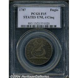 1787[1C] Fugio Cent, STATES UNITED, Cinquefoils Fine 15 PCGS.