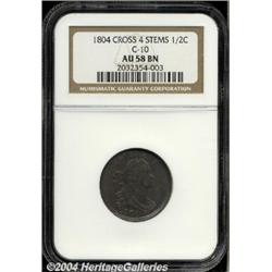 1804[1/2 C] Crosslet 4, Stems AU58 NGC.