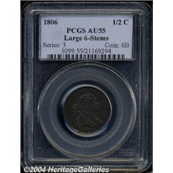 1806[1/2 C] Large 6, Stems AU55 PCGS.