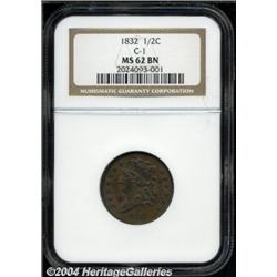 1832[1/2 C] MS62 Brown NGC.