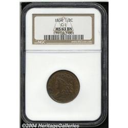 1834[1/2 C] MS63 Brown NGC.