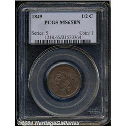 1849[1/2 C] Large Date MS65 Brown PCGS.
