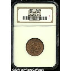 1854[1/2 C] MS65 Red NGC.