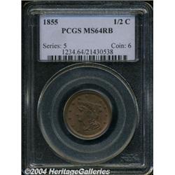 1855[1/2 C] MS64 Red and Brown PCGS.