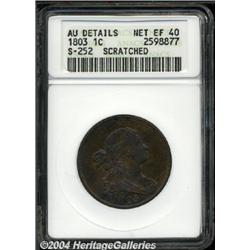 1803[1C] Small Date, Small Fraction--Scratched--ANACS. AU Details, Net XF40.