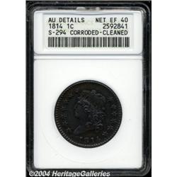 1814[1C] Crosslet 4--Corroded, Cleaned--ANACS. AU Details, Net XF40.