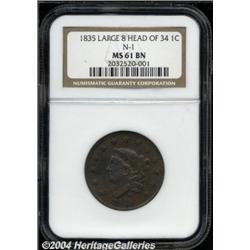 1835[1C] Large 8 and Stars MS61 Brown NGC.