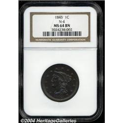 1845[1C] MS64 Brown NGC.