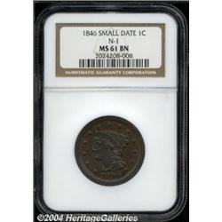 1846[1C] Small Date MS61 Brown NGC.