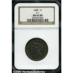 1848[1C] MS62 Brown NGC.