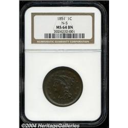 1851[1C] MS64 Brown NGC.