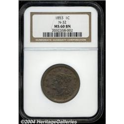 1853[1C] MS60 Brown NGC.