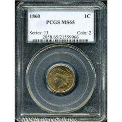1860[1C] MS65 PCGS.