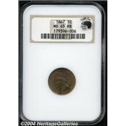 1867[1C] MS65 Red and Brown NGC. Eagle Eye Photo Seal.