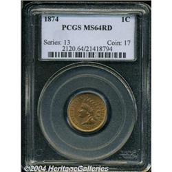 1874[1C] MS64 Red PCGS.