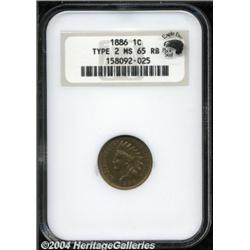 1886[1C] Type Two MS65 Red and Brown NGC. Eagle Eye Photo Seal.