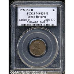 1922 No D[1C] Weak Reverse MS63 Brown PCGS.