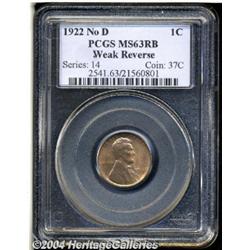 1922 No D[1C] Weak Reverse MS63 Red and Brown PCGS.