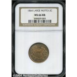1864[2C] Large Motto MS66 Red and Brown NGC.