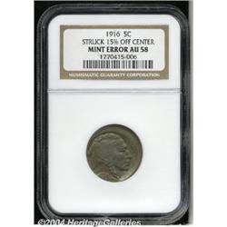 1916[5C]--Struck 15% Off Center--AU58 NGC.