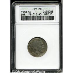 1918[5C]--Doubled Die Reverse--VF20 ANACS.