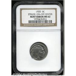 1920[5C]--Struck 15% Off Center--MS62 NGC.