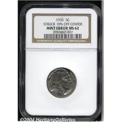 1935[5C]--Struck 10% Off Center--MS62 NGC.