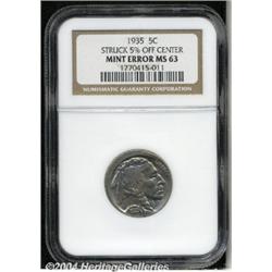 1935[5C]--Struck 5% Off Center--MS63 NGC.
