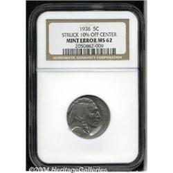 1936[5C]--Struck 10% Off Center--MS62 NGC.