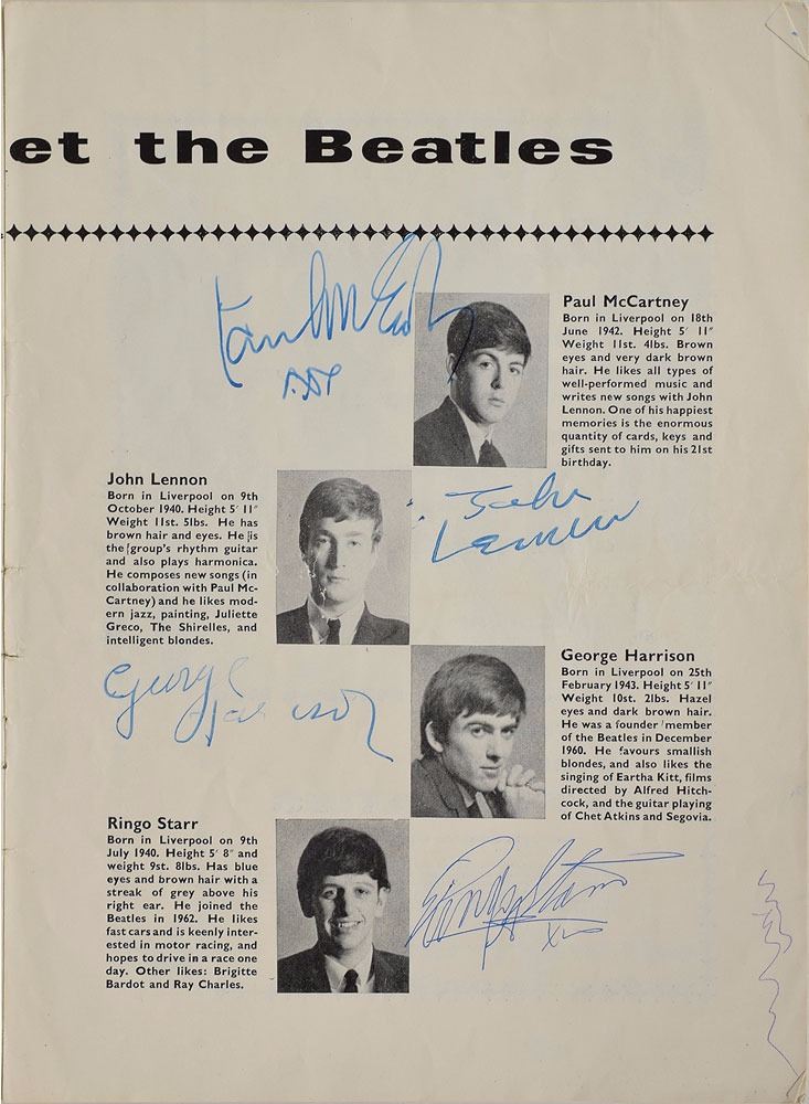 Beatles Signed 1963 Concert Program
