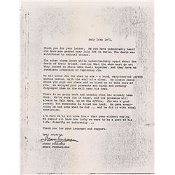 Jim Morrison Fan Mail Correspondence
