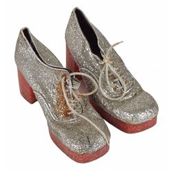 Brad Delp's Pair of Silver Glitter Platform Shoes