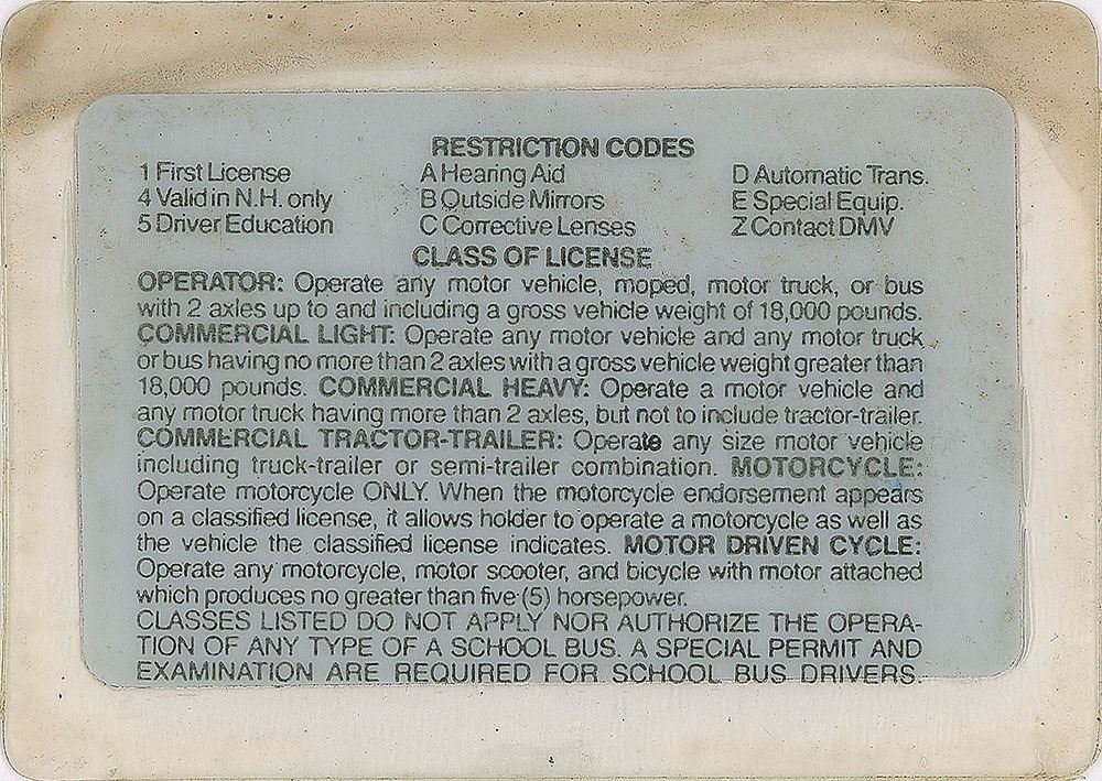 Brad Delp's New Hampshire Driver's License