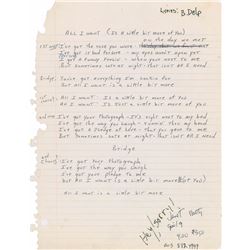 Brad Delp Handwritten Lyrics for 'All I Want'