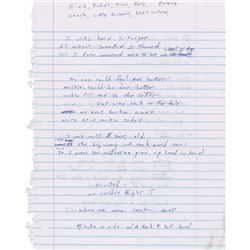Brad Delp Handwritten Lyrics for 'Rockin' Away'