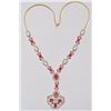 Image 2 : 14kt Yellow and White Gold Ruby & Diamond Necklace