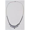 Image 1 : 18 kt White Gold Sapphire and Diamond Necklace