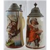 Image 1 : 2 Antique German Lidded Beer Steins