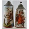 Image 2 : 2 Antique German Lidded Beer Steins