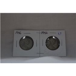 Canada Twenty-five Cent Coins (2) 1946 - Silver