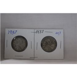 Canada Twenty-Five Cent Coin (2) 1937 - Silver