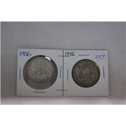 Canada Fifty Cent Coin (2) 1956 - Silver