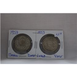 Canada Fifty Cent Coin (2) 1953 - Silver