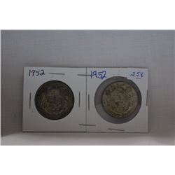 Canada Fifty Cent Coin (2) 1952 - Silver