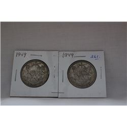 Canada Fifty Cent Coin (2) 1949 - Silver